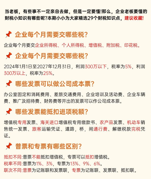企业必懂的财税知识,当老板必须要知道 企业必懂的财税知识,当老板必须要知道